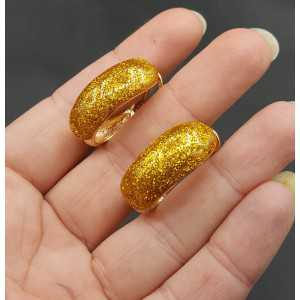 Gold wide gold glitter creoles
