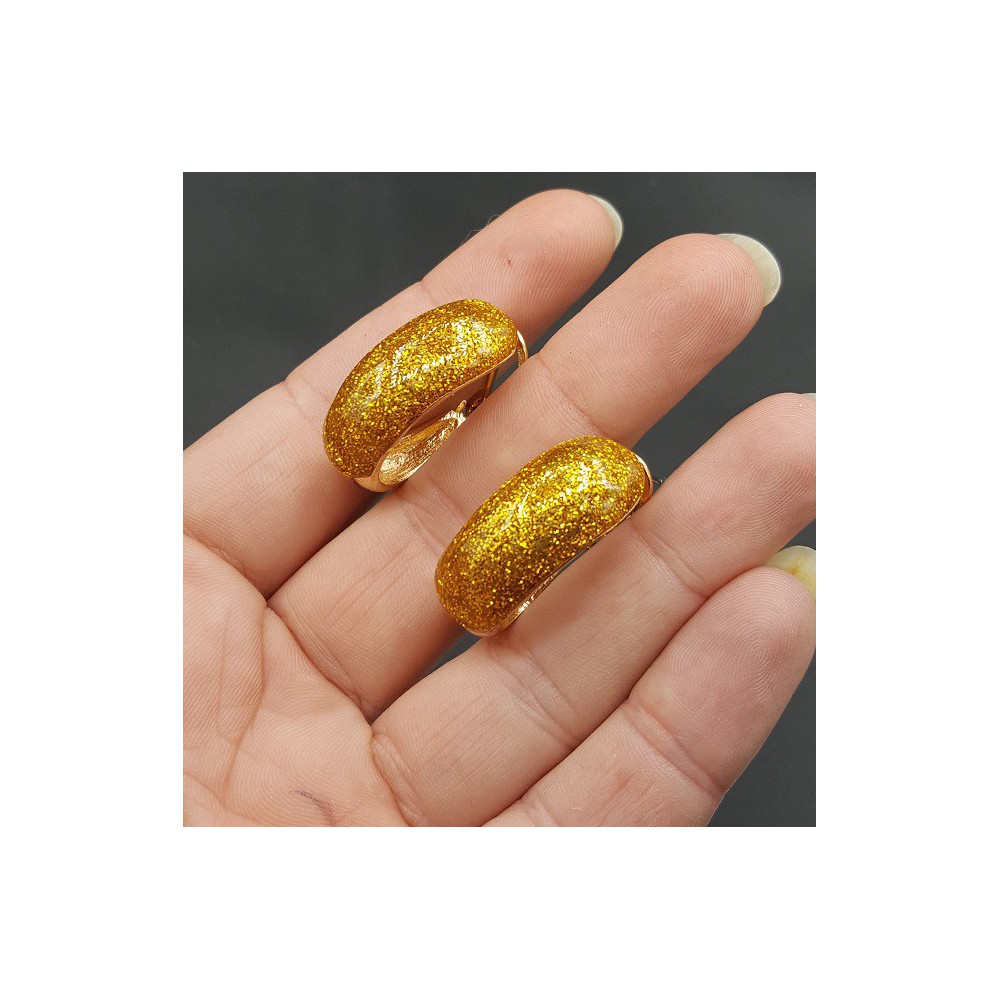 Gouden brede gouden glitter creolen