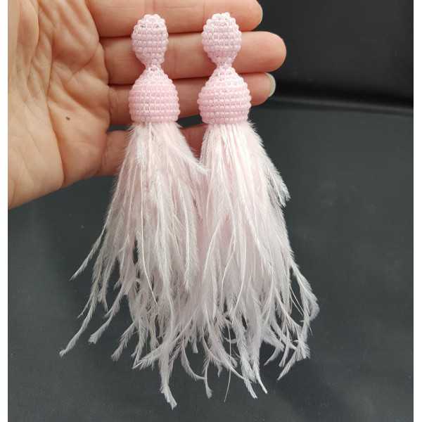 Tassel feather earrings pink