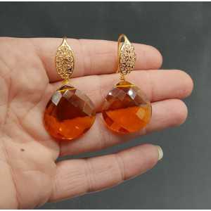 Gold plated earrings with Citrine quartz briolet