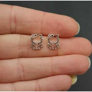 Silver oorknopjes with hello kitty