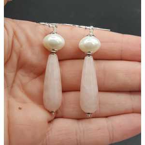 Ohrringe mit Rosenquarz und shell Perle