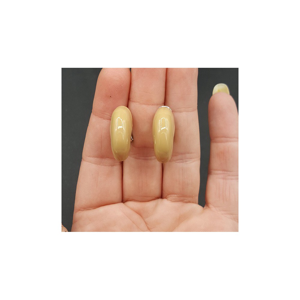 Brede zilverkleurige creolen beige