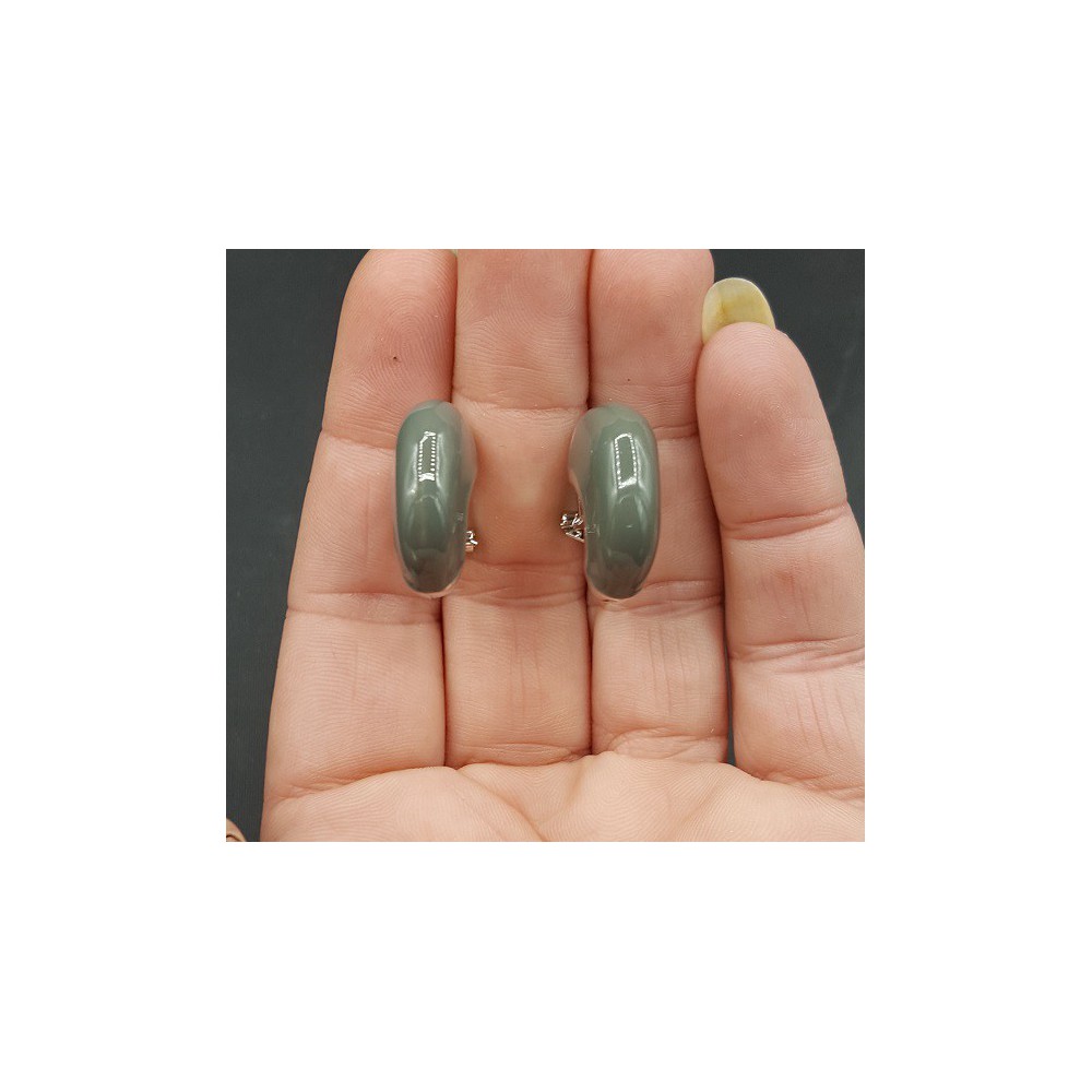 Brede zilverkleurige creolen grijs