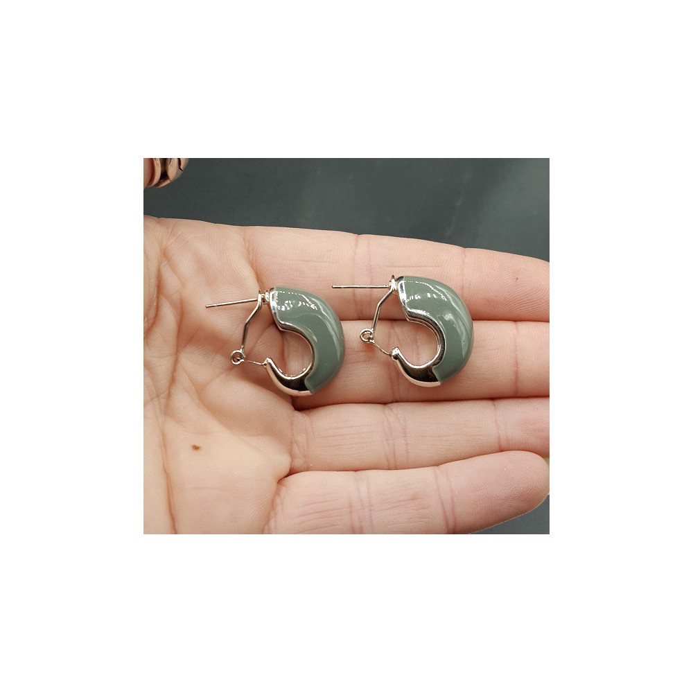 Brede zilverkleurige creolen grijs