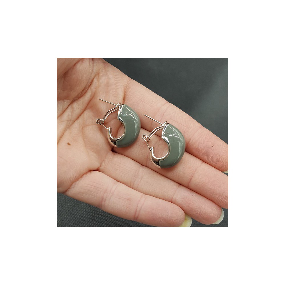 Brede zilverkleurige creolen grijs