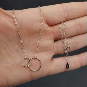 Silver necklace with two circles