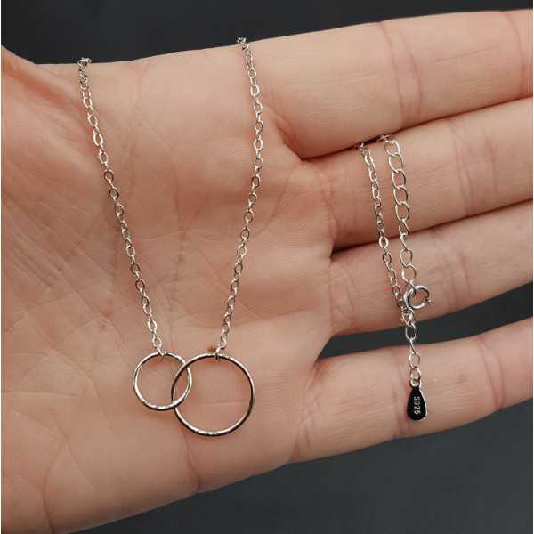 Silver necklace with two circles