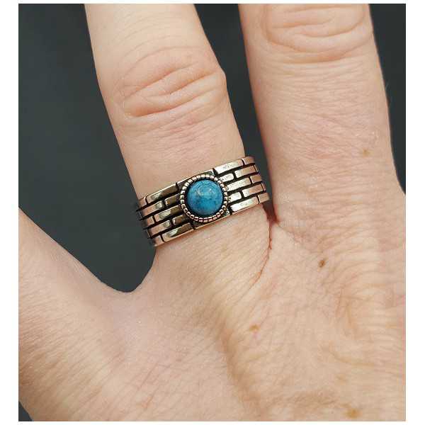 Silver ring with blue stone adjustable