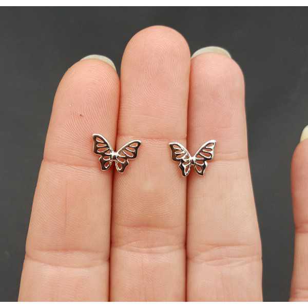 Silver oorknopjes butterfly