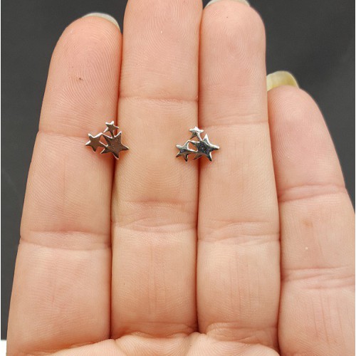 Zilveren oorknopjes drie sterren