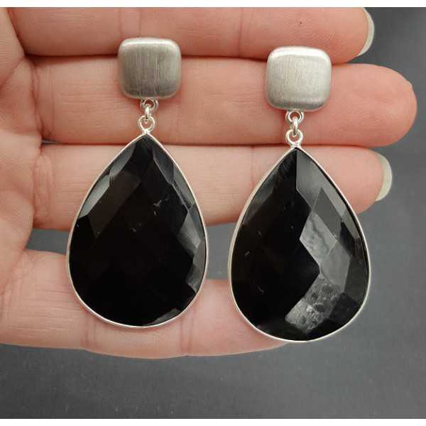 Silber Ohrringe mit Onyx schwarz briolet