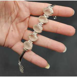 Silber Armband-set mit fünf oval-Facette rose quartz stones