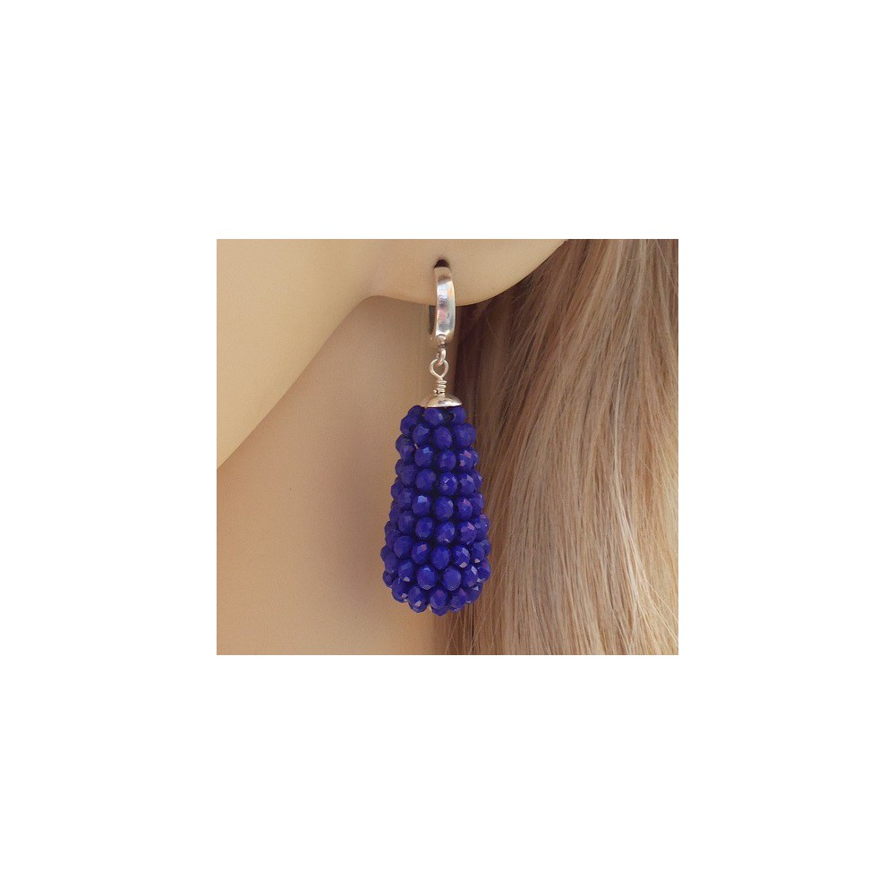 Silver earrings with drop of facet geslepe Lapis Lazuli 