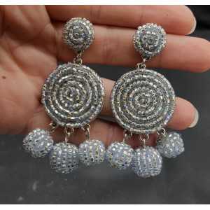 Beaded bead earrings silver