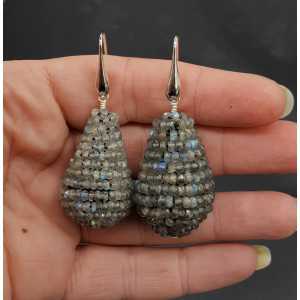 Earrings with large drop of Labradorite stones