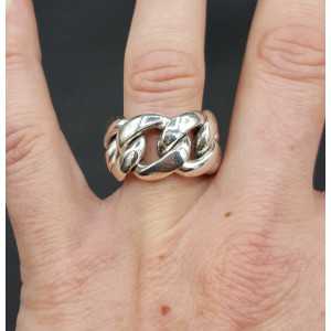 Zilveren brede schakel ring 17.5 mm