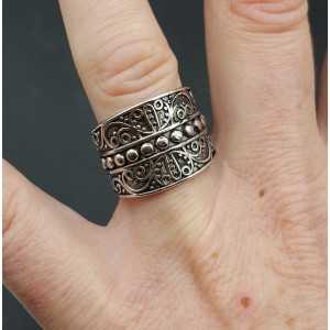 Silver wide carved ring 17 mm