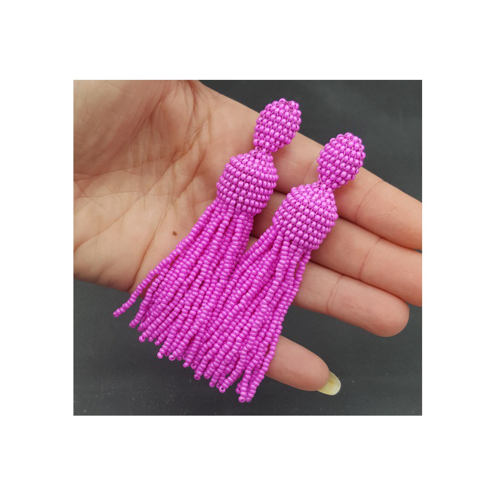 Roze tassel oorbellen