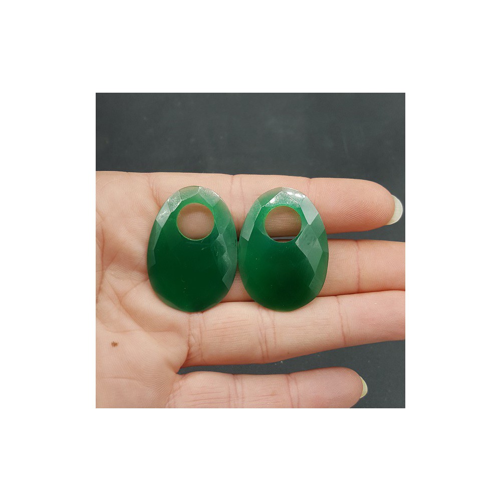 Creool hanger set met ovale groene Onyx 
