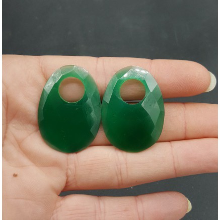Creool hanger set met ovale groene Onyx 
