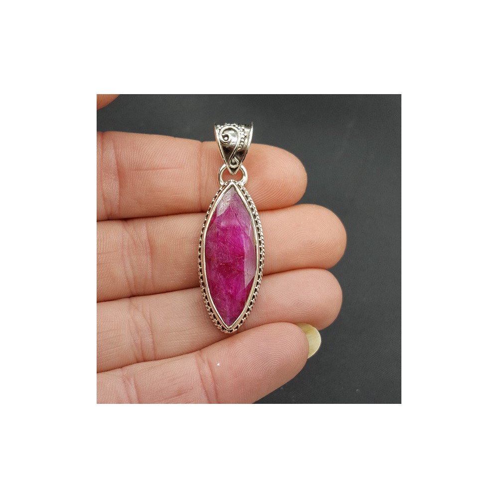 Silver pendant with a marquise Ruby in any setting