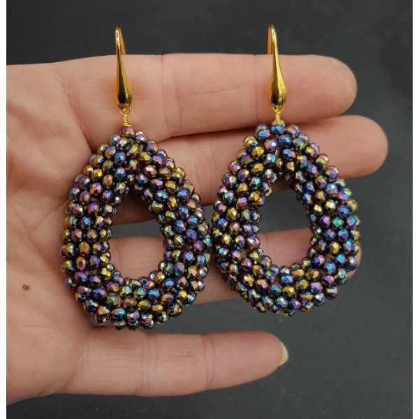 Vergoldete Ohrringe drop öffnen mit multi Farbe metallic-Kristalle