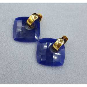 Creoles with square Sapphire pendant