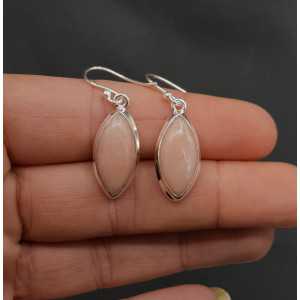 Silver earrings set with marquise pink Opal