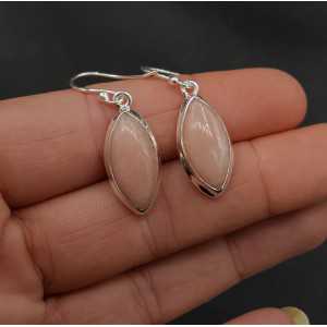 Silver earrings set with marquise pink Opal