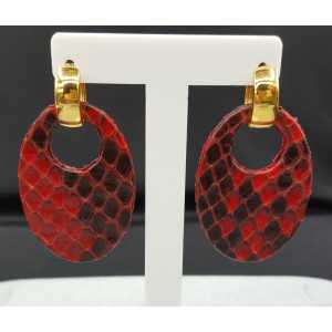 Creoles oval red Snakeskin pendant