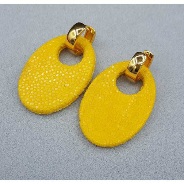Creoles oval yellow Roggenleer pendant