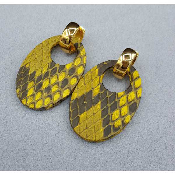 Creoles oval yellow Snakeskin pendant