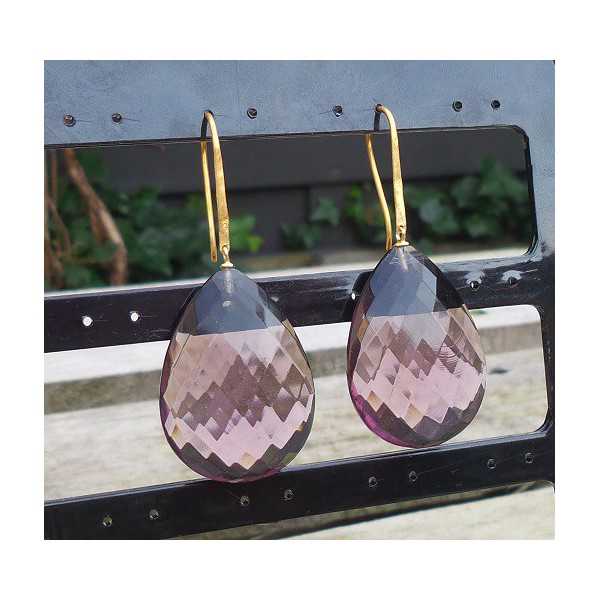 Gold plated earrings with large Amethyst briolet
