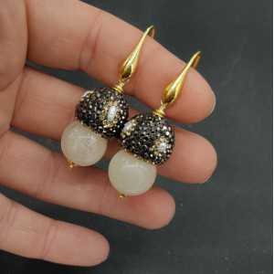 Vergoldete Ohrringe mit Mondstein Edelsteine-und Kristalle 