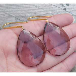 Gold plated earrings with large Amethyst briolet