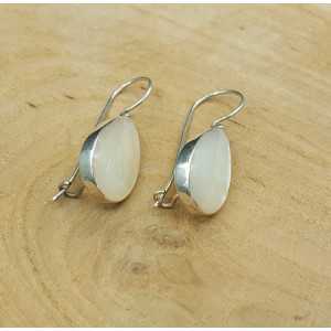 Silver earrings set with mother of Pearl