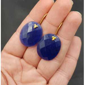 Gold plated earrings with oval Sapphire