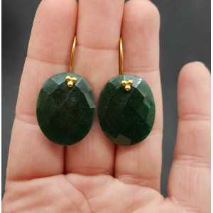 Goud vergulde oorbellen met ovale Emerald