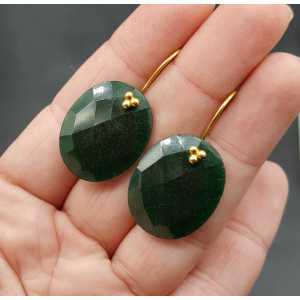 Goud vergulde oorbellen met ovale Emerald