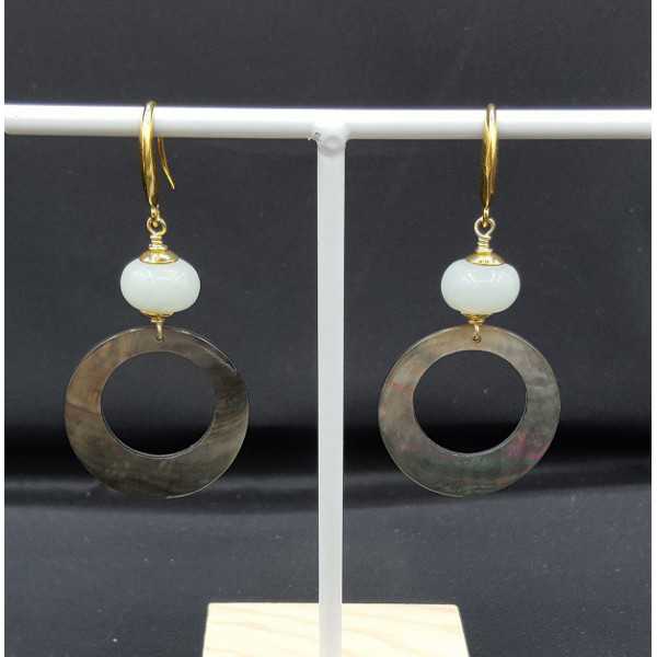 Earrings with Amazonite and blacklip shell