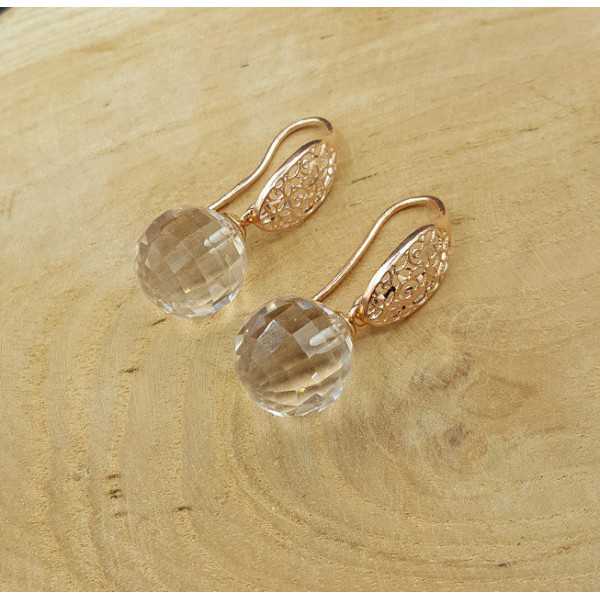 Earrings with large round Honey Topaz