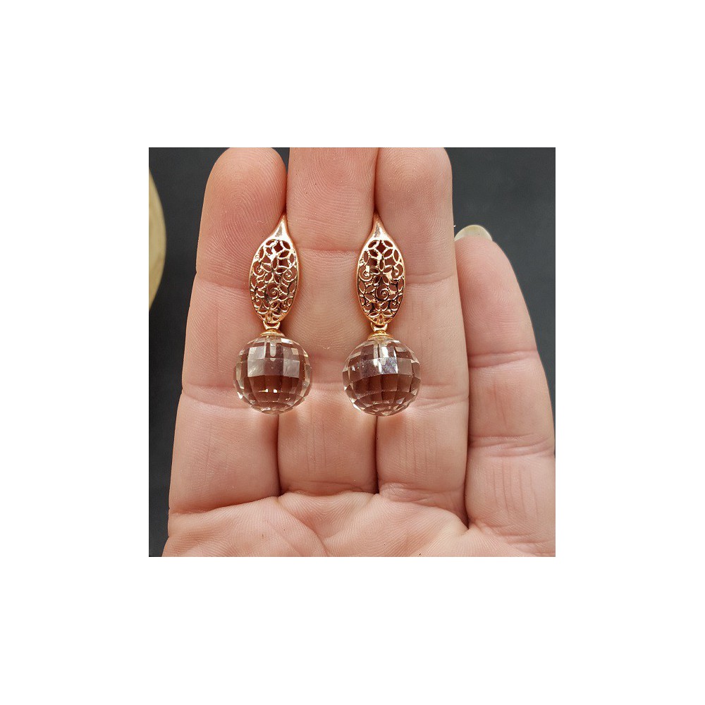 Earrings with large round Honey Topaz