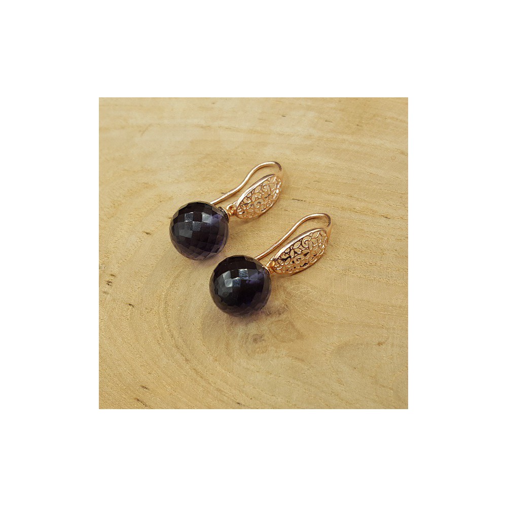 Earrings with large round Amethyst quartz