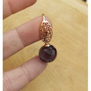 Earrings with large round Amethyst quartz