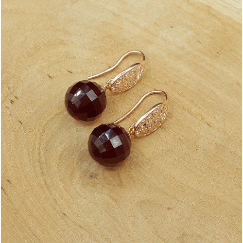 Oorbellen met grote ronde Granaat quartz