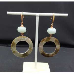 Earrings with Amazonite and shell