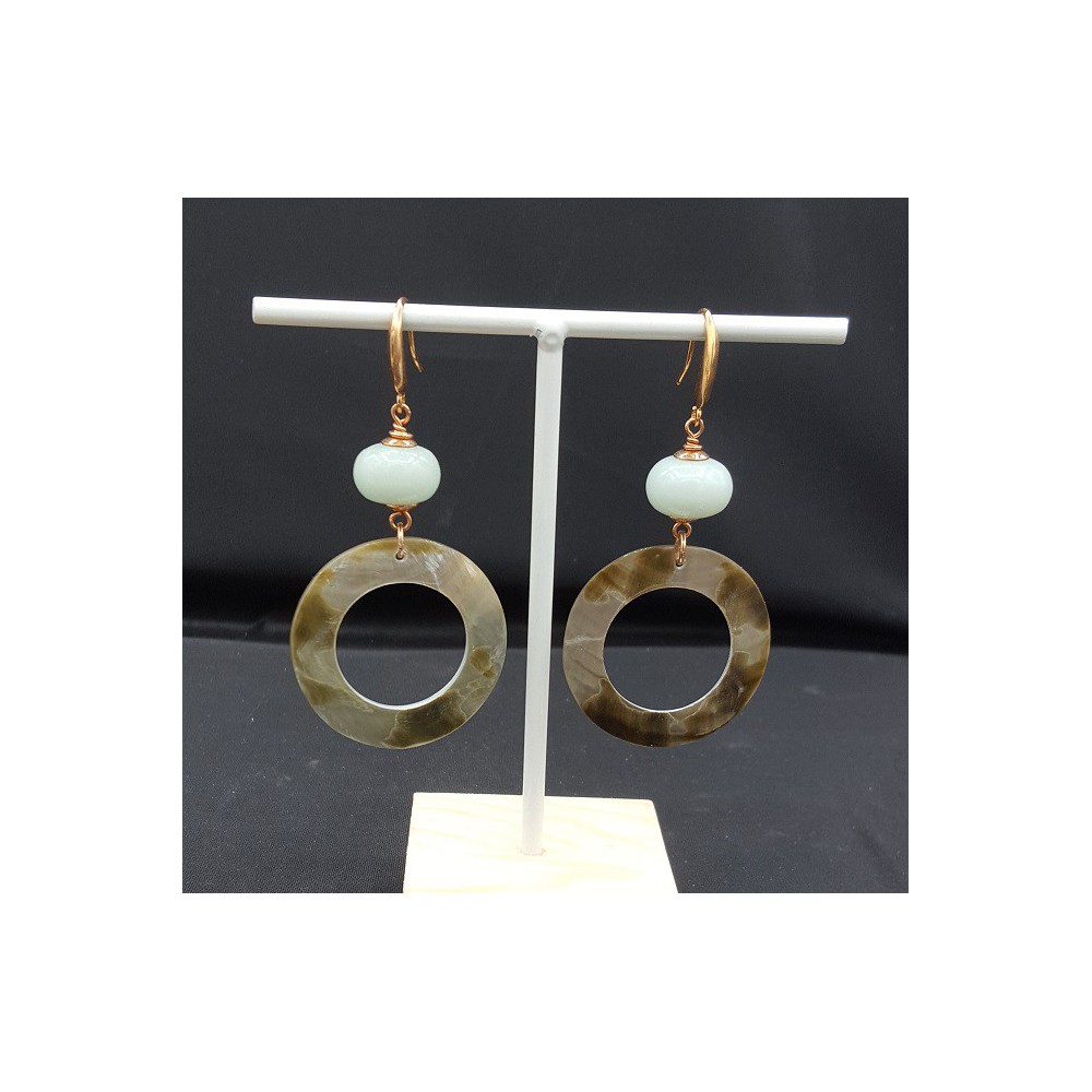 Oorbellen met Amazoniet en schelp
