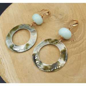 Earrings with Amazonite and shell