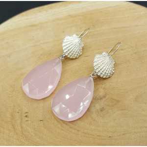 Silber Ohrringe mit rosa Chalcedon briolet